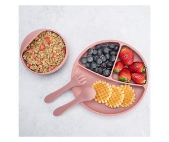 Set za diverzifikacijo, AppeKids, 100% silikon, osnovni - stara roza