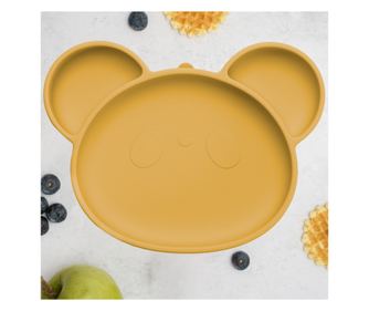 Krožnik iz silikona z vakuumskim priseskom, AppeKids, Panda - Med