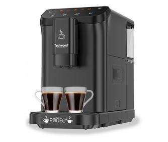 Еспресо машина Techwood TCA-1315AEX, 1350W, 15 bar, 1.5 л, 4 функции, Touch бутони, Вградена кафемелачка с 15 степени, Черен