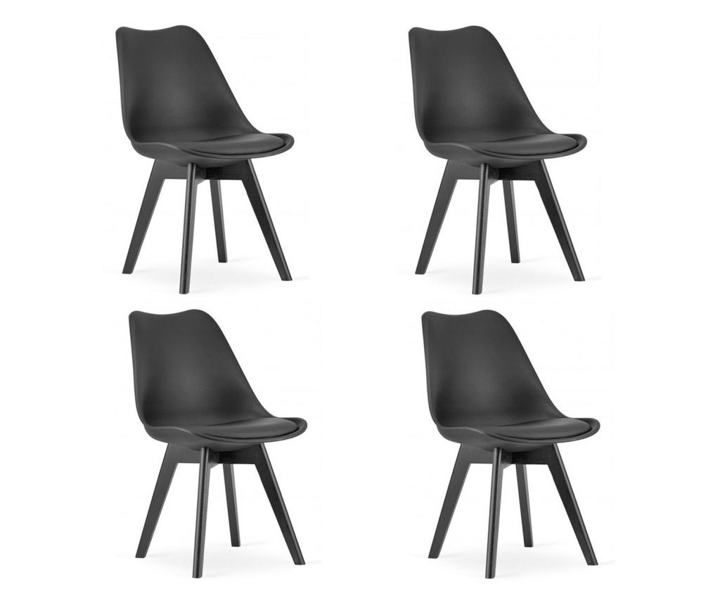 Set of 4 Kitchen/Living Room Chairs, Artool, Mark, PP, Wood, Black, Black Legs, 49x55.5x82.5 cm