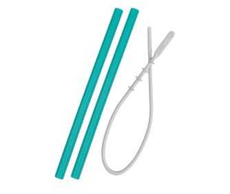 Minikoioi szívószál és kefe készlet, 100% prémium szilikon – Aqua Green