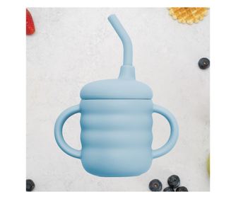 Silikonska šalica sa slamkom, AppeKids - Aqua Blue