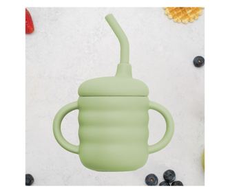 Silikonska šalica sa slamkom, AppeKids - Raw Green