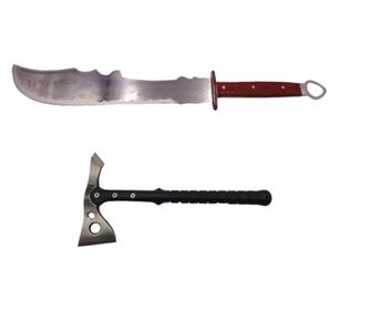 Set sjekira 38 cm i lovački mač 75 cm, IdeallStore®, nož za bacanje i korice uključeni
