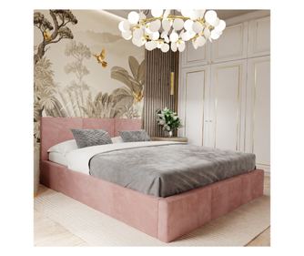 Łóżko Tapicerowane z Pojemnikiem Różowe do Sypialni z Zagłówkiem