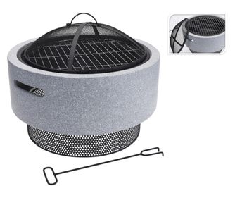 Kominek Ambiance z grillem, MGO, 52x38,5 cm, szary/czarny