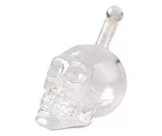 Decantor din sticla in forma de craniu, Gonga Transparent 650 ml