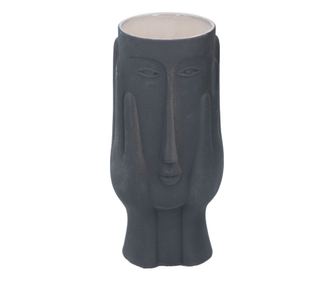 Декоративна ваза, форма на женско лице, порцелан, Arti Casa, 28 x 10 см, черна