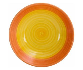 Farfurie adanca Alb cu spirala galben/portocaliu, 21 cm