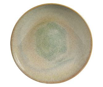 Farfurie adanca, 21 cm, Shell, Cesiro, Fabricat in Romania, Crem deschis lucios cu margine maro