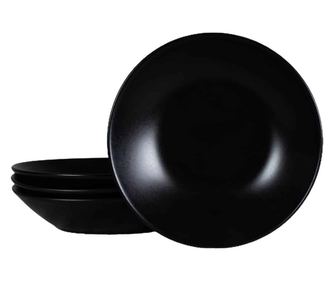Set 4 farfurii adanci, 21 cm, Negru Mat