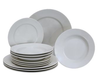 Set farfurii 12 piese, pentru 4 persoane, North Pole, Cesiro, Portelan, Alb