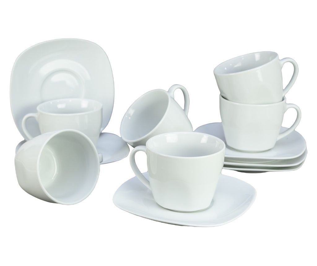 Set 6 Cesti cu Farfurii de Portelan de 200 ml