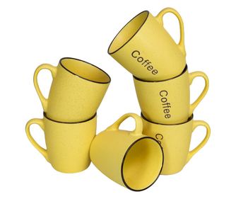 Set 6 cani decor coffee Galbene, 250 ml