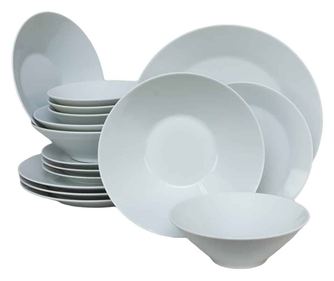 Set farfurii 16 piese, pentru 4 persoane, Snow, Cesiro, Portelan, Alb