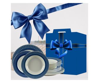 Set Cadou Ivory, 12 piese, Alb Ivoire cu albastru