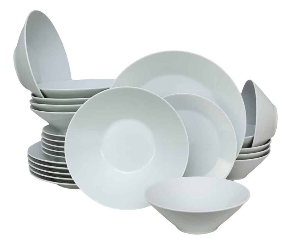 24-Piece Dinnerware Set for 6 People, Snow, Cesiro, Porcelain, White