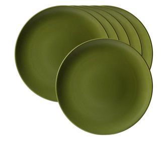 Set 6 farfurii intinse 27 cm, Verde Masliniu Mat