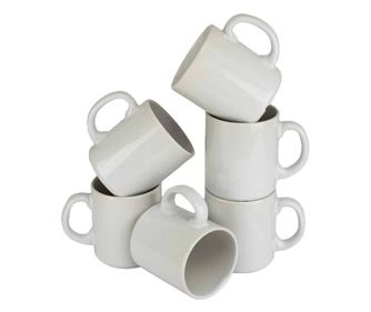 Set 6 cani culoare Alb Lucios, 300 ml