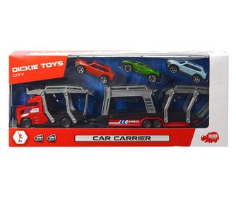 Set Trailer 28cm Cu 3 Masinute Metalice - Rosu
