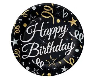 B&C Happy Birthday papírtányér 6 db-os 18cm