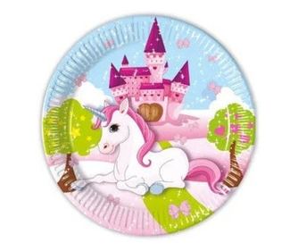 Unicorn, Unikornis papírtányér 8 db-os 20 cm FSC