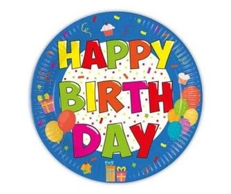 Kokliko Happy Birthday papírtányér 8 db-os 23 cm FSC