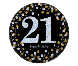 Happy Birthday Gold 21 Papírtányér 8 db-os 22,9 cm
