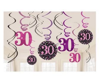 Happy Birthday 30 Szalag dekoráció 12 db-os szett