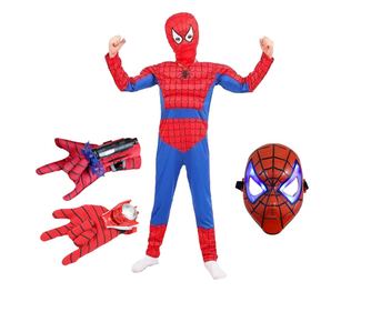 Komplet kostumov IdeallStore Ultimate Spiderman za otroke, 100% poliester, 95-110 cm, priseska rokavica, diski in LED maska