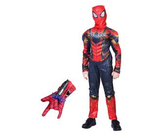 Komplet kostumov IdeallStore® Iron Spiderman, New Era, rdeč, 3-5 let, priložena rokavica s priseski