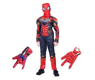 Kostum Iron Spiderman IdeallStore®, New Era, rdeč, 7-9 let, dve rokavički s priseski in diski