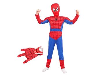 Komplet kostumov IdeallStore® Ultimate Spiderman za otroke, 100% poliester, 120-130 cm, rdeč in rokavica z diski