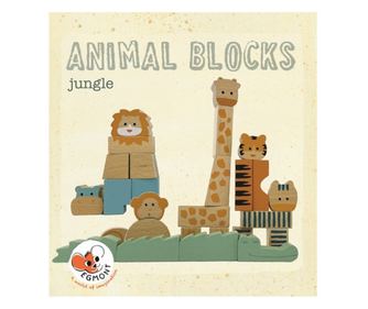 Živali iz džungle iz naravnih lesenih kock, Egmont Toys