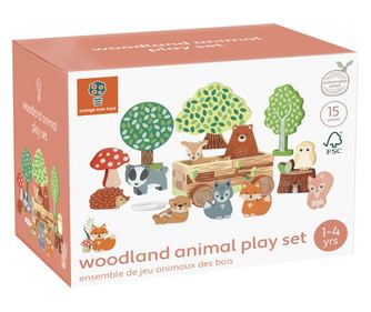 Jucarie Montessori Set cu piese din lemn animale de padure, Orange Tree Toys
