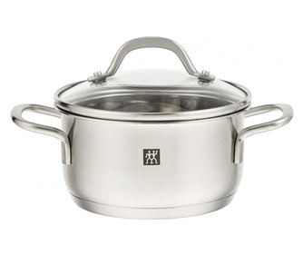 Тенджера Zwilling Pico 66652120, 0.8 л, 12 см, Стъклен капак, Неръждаема стомана 18/10, Фурна и Индукция, Сребрист