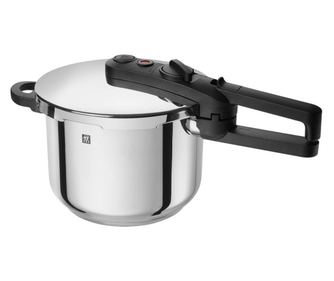 Тенджера под налягане Zwilling EcoQuick II 64243422, 4 л, 22 см, 2 настройки, Предпазен клапан, Неръждаема стомана 18/10,  Индук