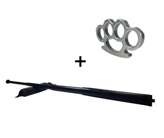 Teleskopski čelični set štapova za hodanje, crni, 64 cm + srebrna kutija debljine 0,5 cm
