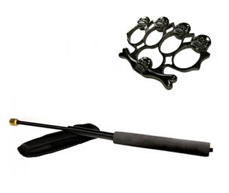Set fleksibilni teleskopski štap crni 47 cm + kutija, crna rozeta lubanje