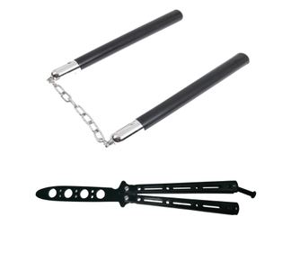Nunceag set, 31 cm i leptir nož, 22 cm, crni