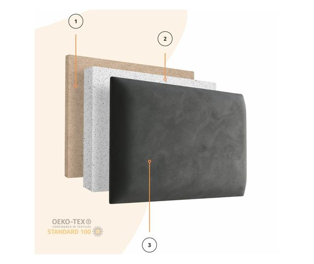 Čalouněný dekorativní a izolační panel 3D Smetanový Obdélník 60x40  60x40