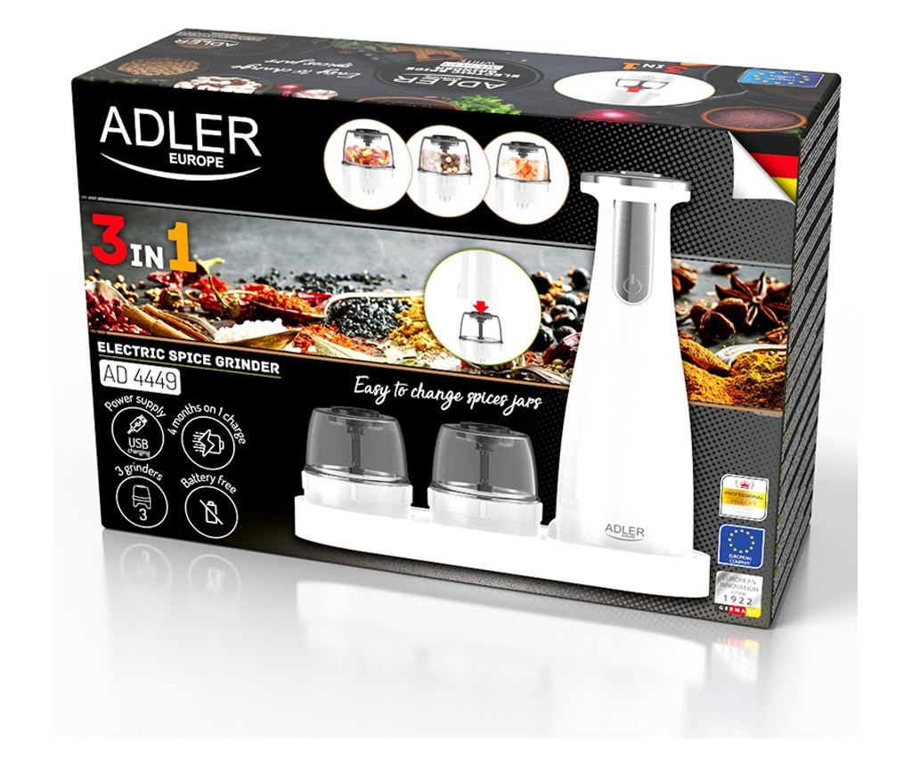Set Rasnite Electrice Condimente USB Adler Alb - 6