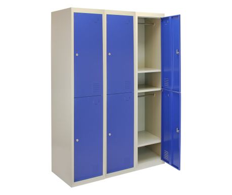 3 dulapuri de asamblat cu 2 usi de otel albastru pentru scoala si sala de sport