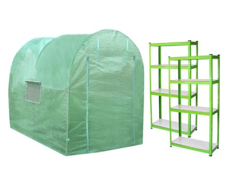 Sera Polytunnel cu rafturi de grădină galvanizate Cort de creștere 19mm 2 x 3m