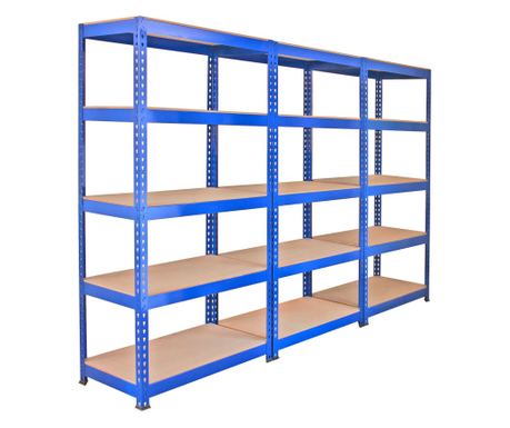 3 rafturi metalice Q-Rax Blue de 90 x 50 x 180 cm