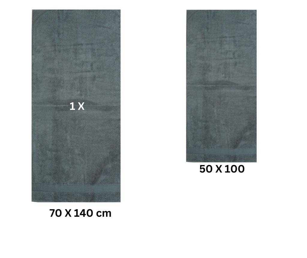 Set 2 prosoape absorbante si rezistente la decolorare, 100% Bumbac, densitate 480 gsm, 50x100cm + 70x140 cm, Hermagoras, Anthrac - 3