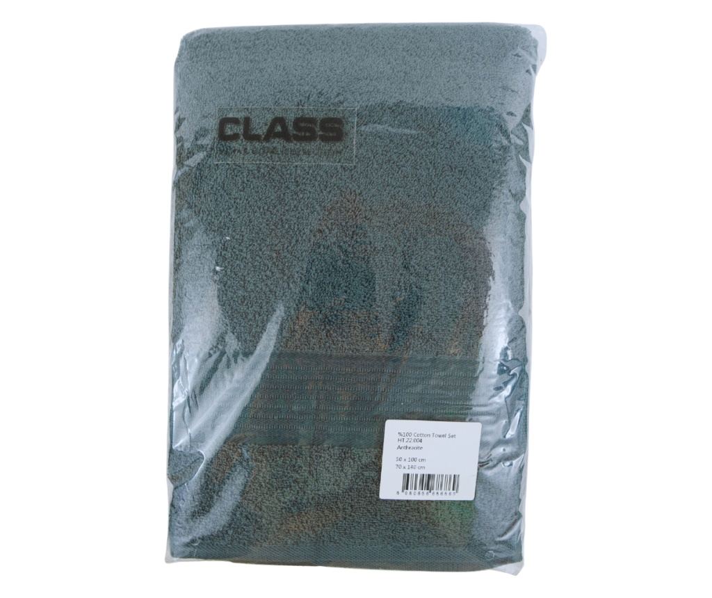 Set 2 prosoape absorbante si rezistente la decolorare, 100% Bumbac, densitate 480 gsm, 50x100cm + 70x140 cm, Hermagoras, Anthrac - 5