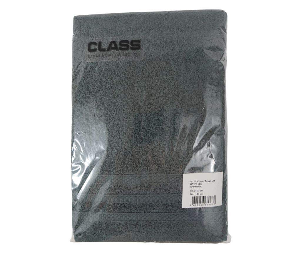 Set 2 prosoape absorbante si rezistente la decolorare, 100% Bumbac, densitate 580 gsm, 50x100cm + 70x140 cm, Lamia, Anthracite - 5