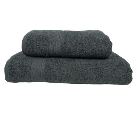 Set 2 prosoape absorbante si rezistente la decolorare, 100% Bumbac, densitate 480 gsm, 50x100cm + 70x140 cm, Theodorus, Anthraci