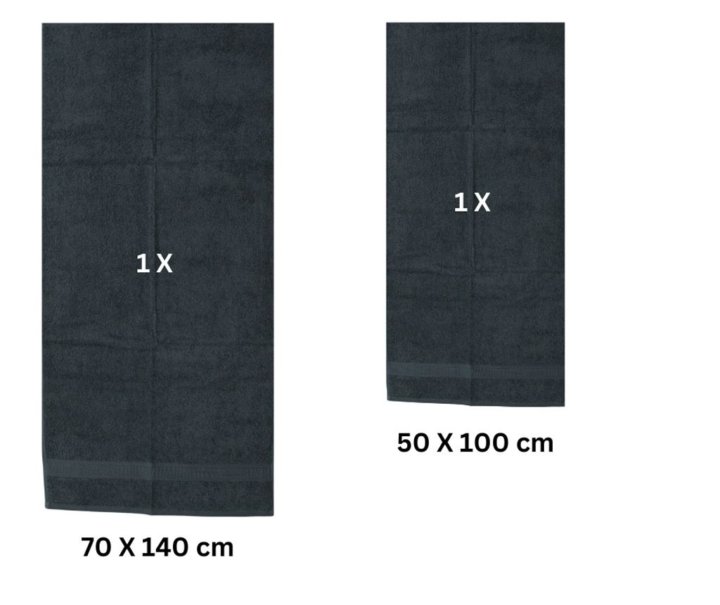 Set 2 prosoape absorbante si rezistente la decolorare, 100% Bumbac, densitate 480 gsm, 50x100cm + 70x140 cm, Theodorus, Anthraci - 3